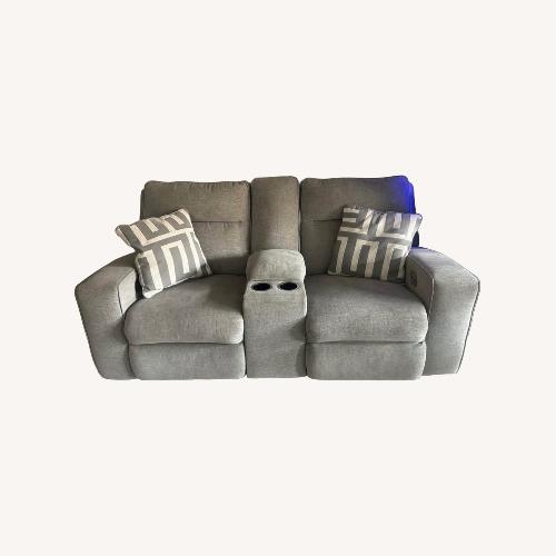 Used Signature Design Light Gray Fabric Loveseat for sale on AptDeco