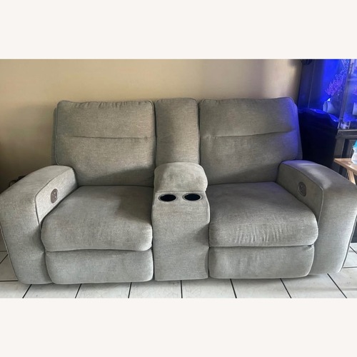 Used Signature Design Light Gray Fabric Loveseat for sale on AptDeco