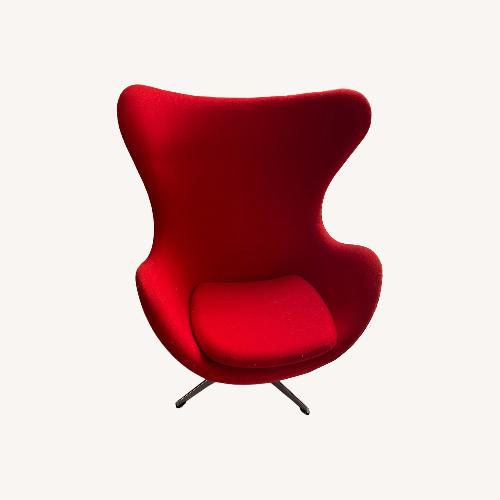 Used Replica Arne Jacobsen Red Wool Blend Egg Chair for sale on AptDeco