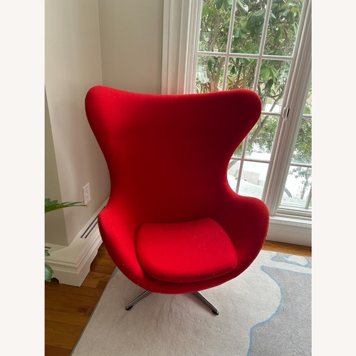 Used Replica Arne Jacobsen Red Wool Blend Egg Chair for sale on AptDeco