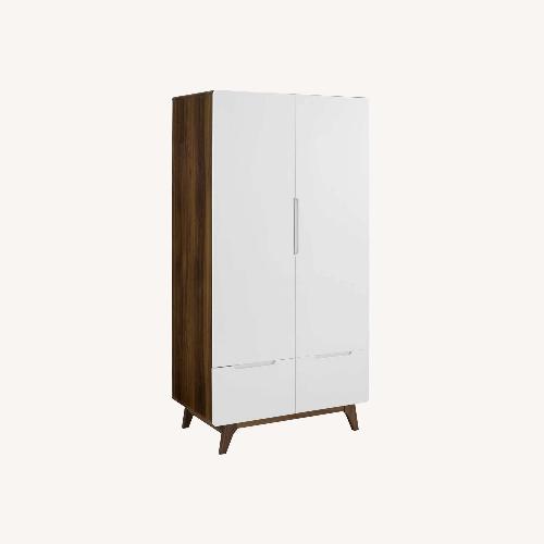Used Mid-Century Modern Wardrobe Walnut + White for sale on AptDeco