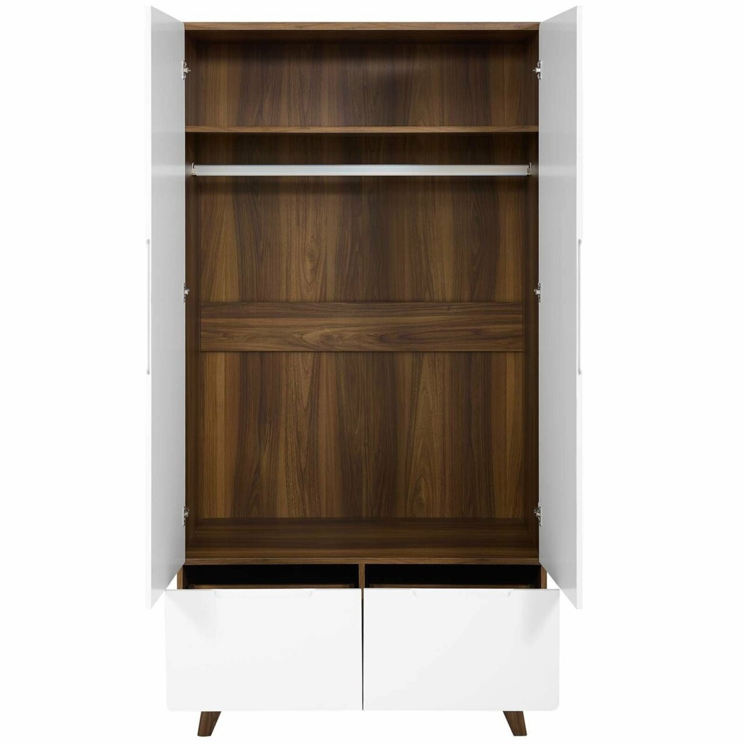 Mid-Century Modern Wardrobe Walnut + White - image-4