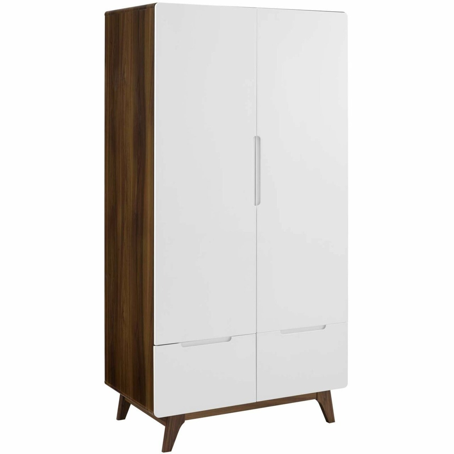 Mid-Century Modern Wardrobe Walnut + White - image-0