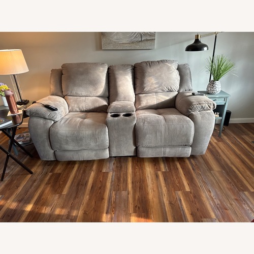 Used Recliner Light Gray Microsuede Loveseat  for sale on AptDeco