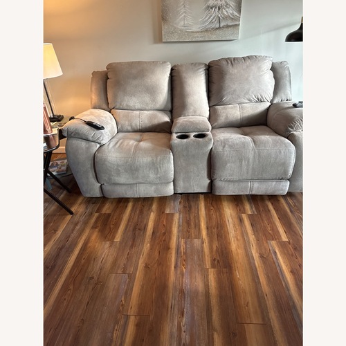 Used Recliner Light Gray Microsuede Loveseat  for sale on AptDeco