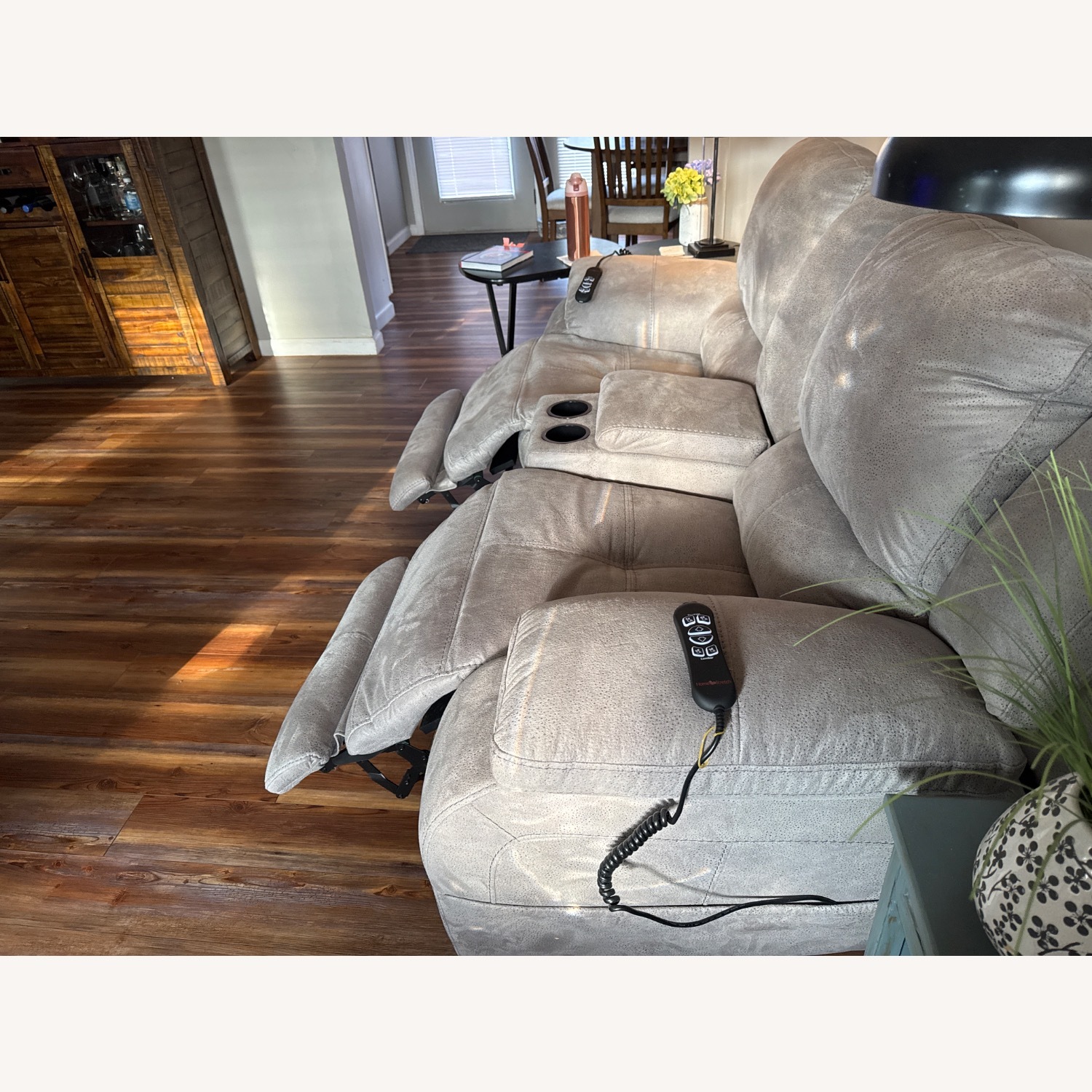 Recliner Light Gray Microsuede Loveseat  - image-2
