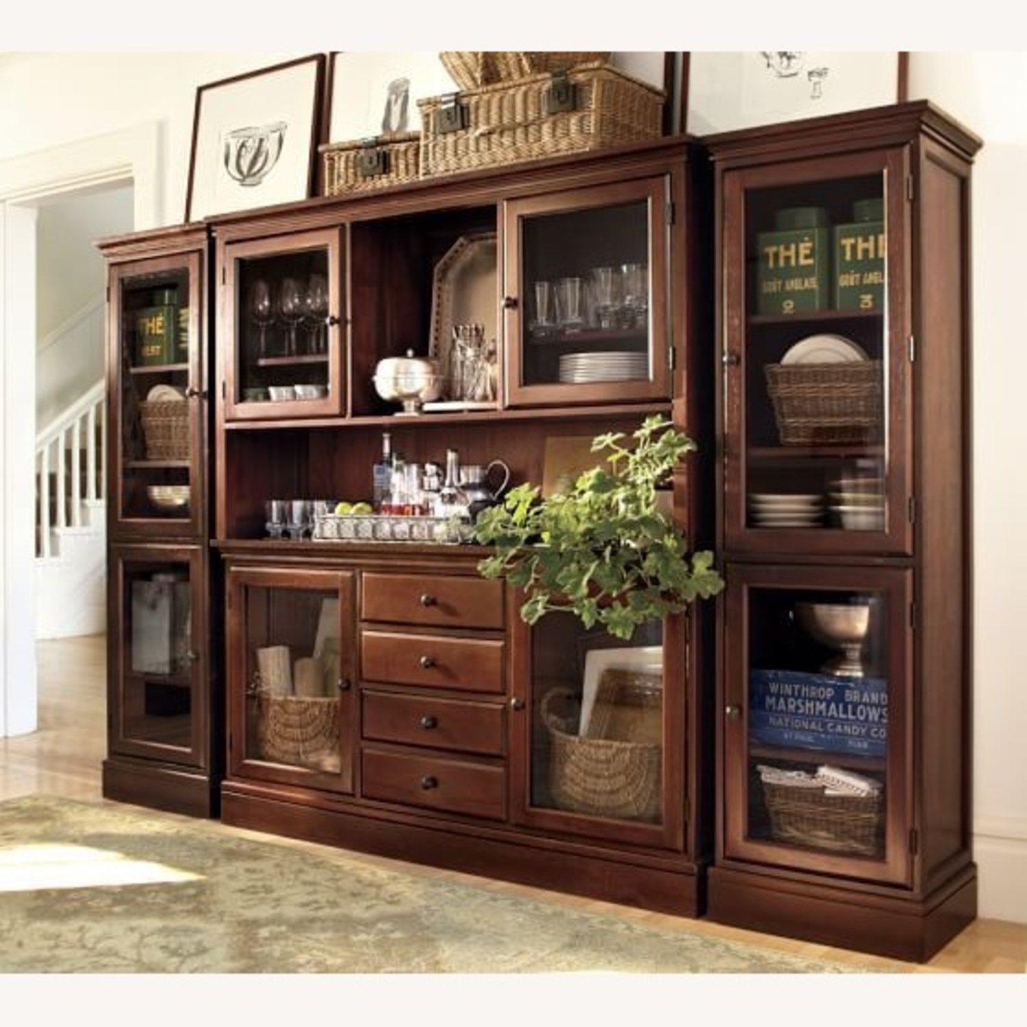 Pottery Barn Tucker Hutch W 2 Cabinets - image-0