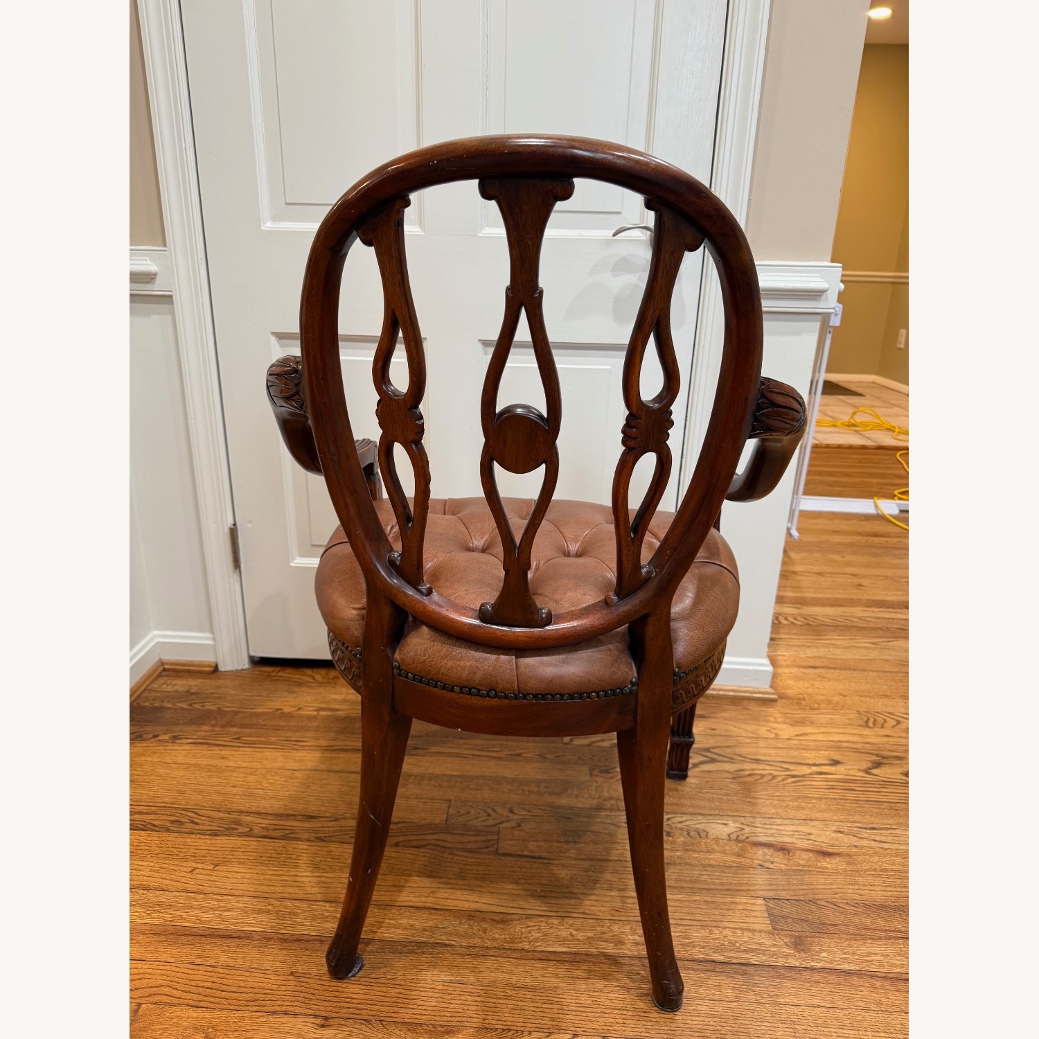 Theodore Alexander Dark Brown Leather Armchair - image-2