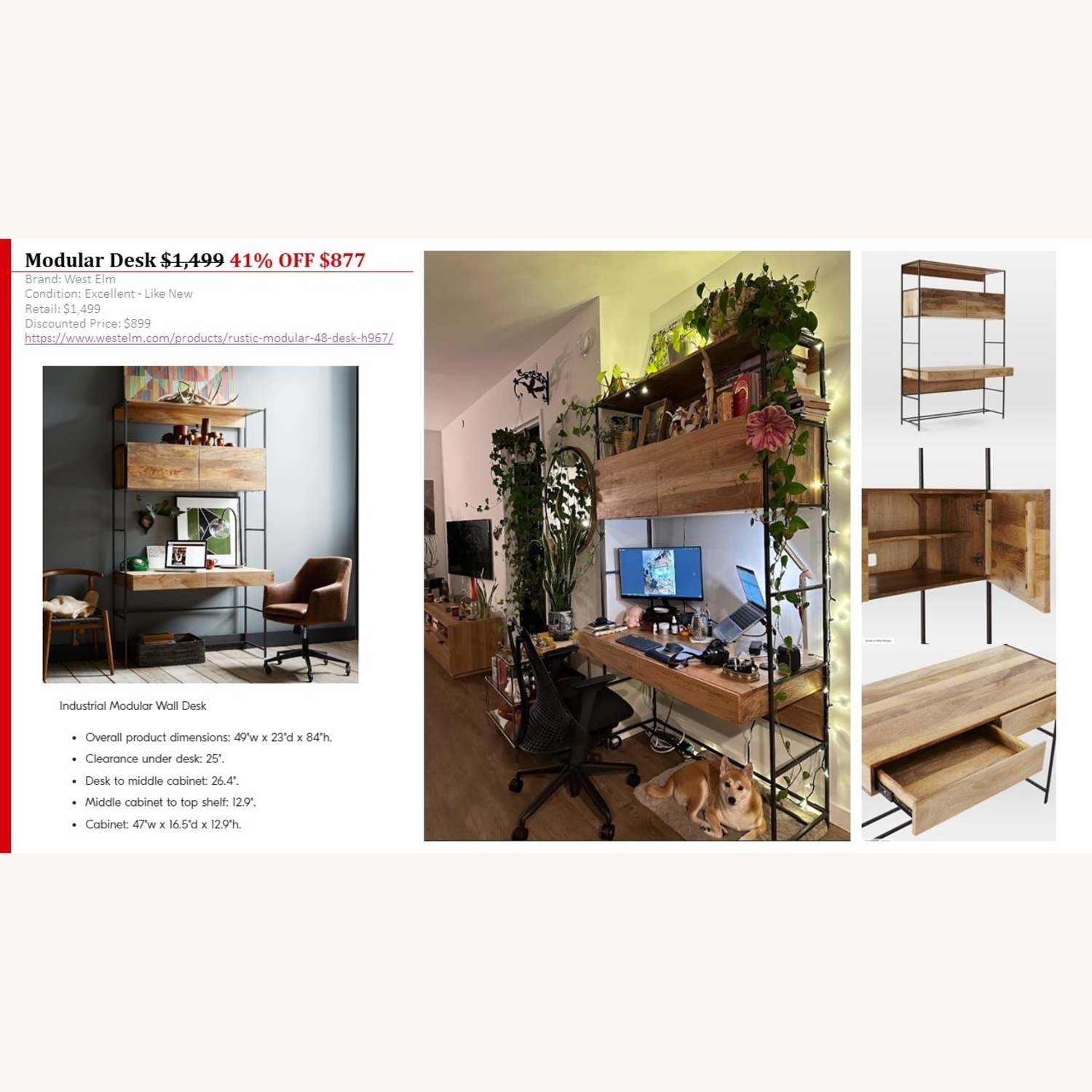 West Elm Industrial Modular Home Office Desk - image-4