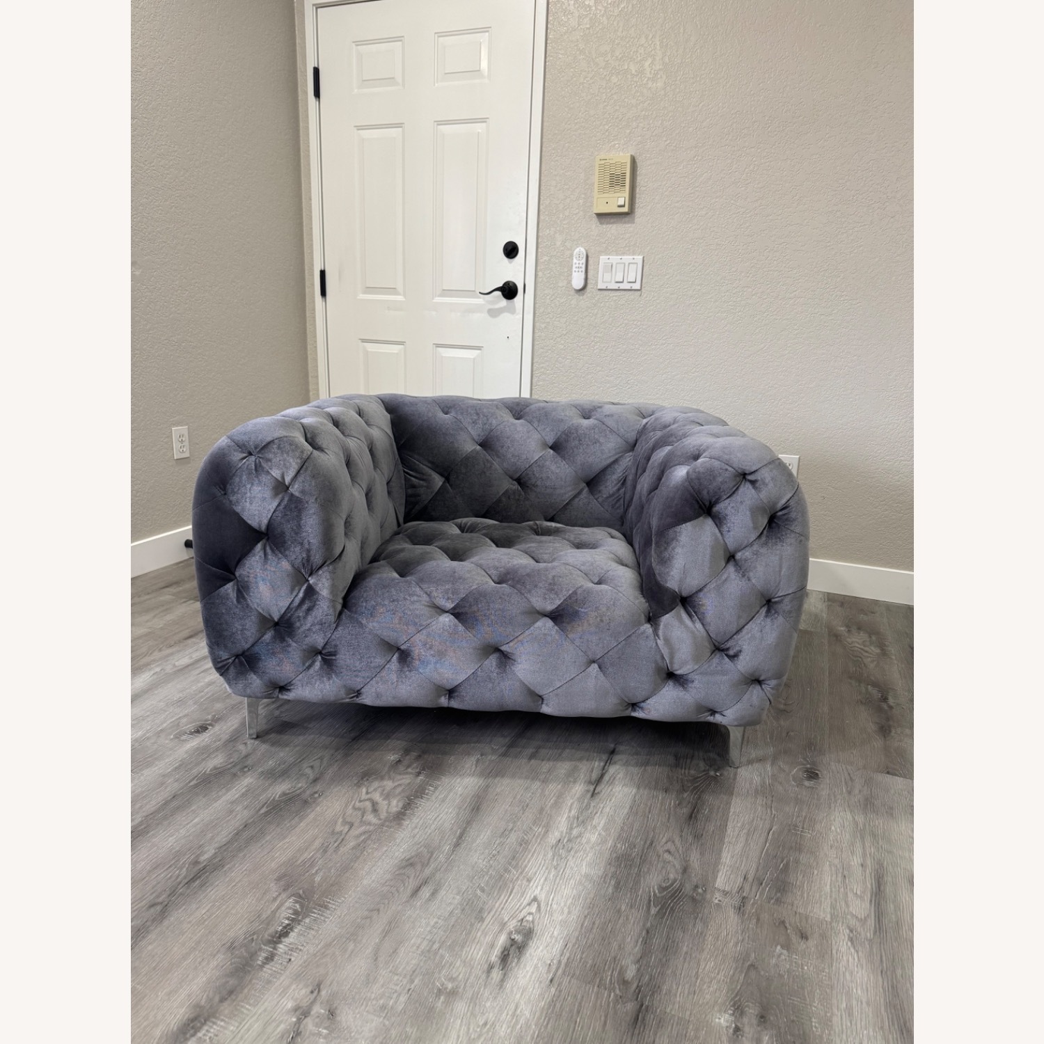 Dark Gray Velvet Accent Chair - image-2