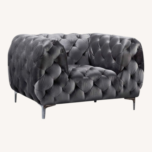 Used Dark Gray Velvet Accent Chair for sale on AptDeco