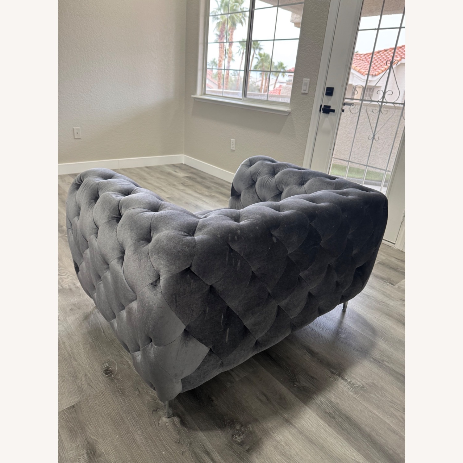 Dark Gray Velvet Accent Chair - image-4