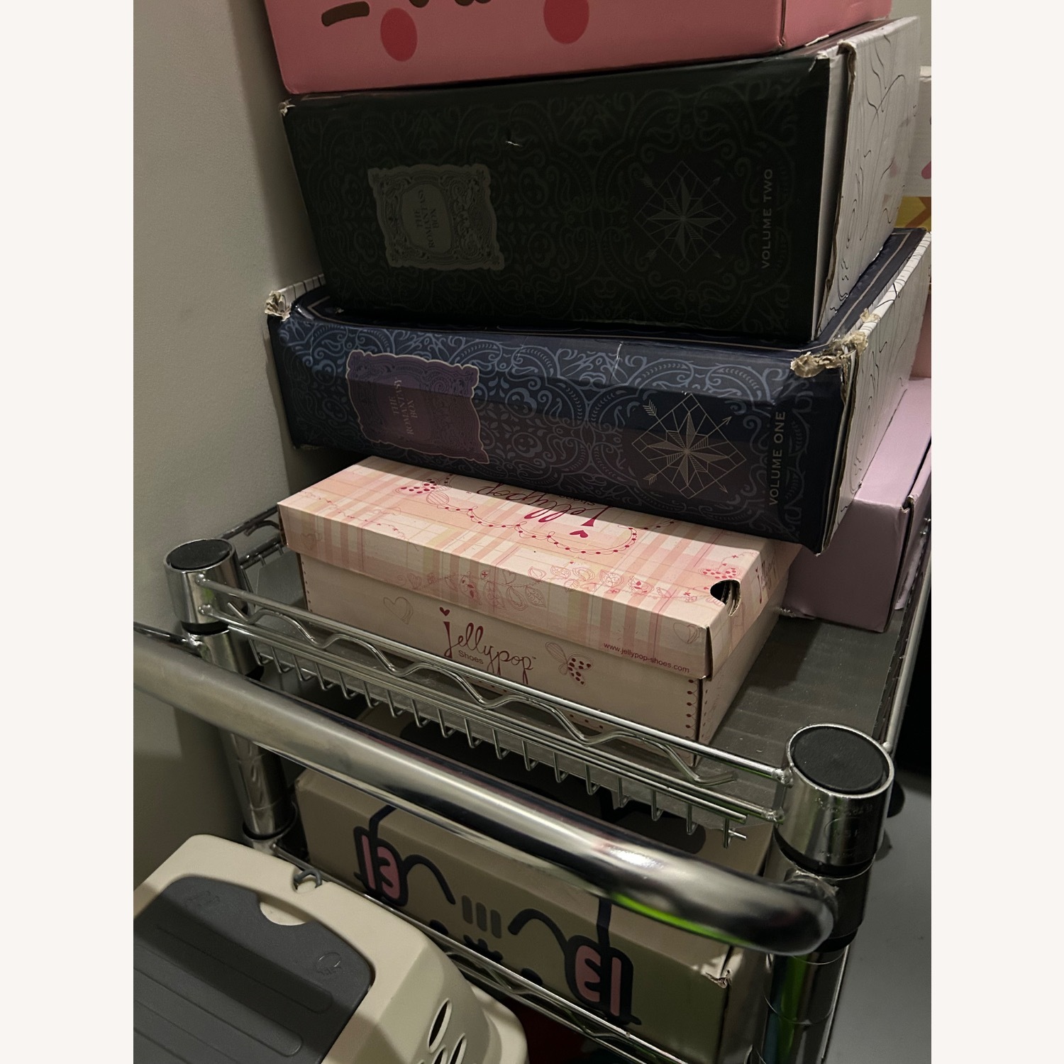 Light Gray Storage Push Cart on Wheels - image-1