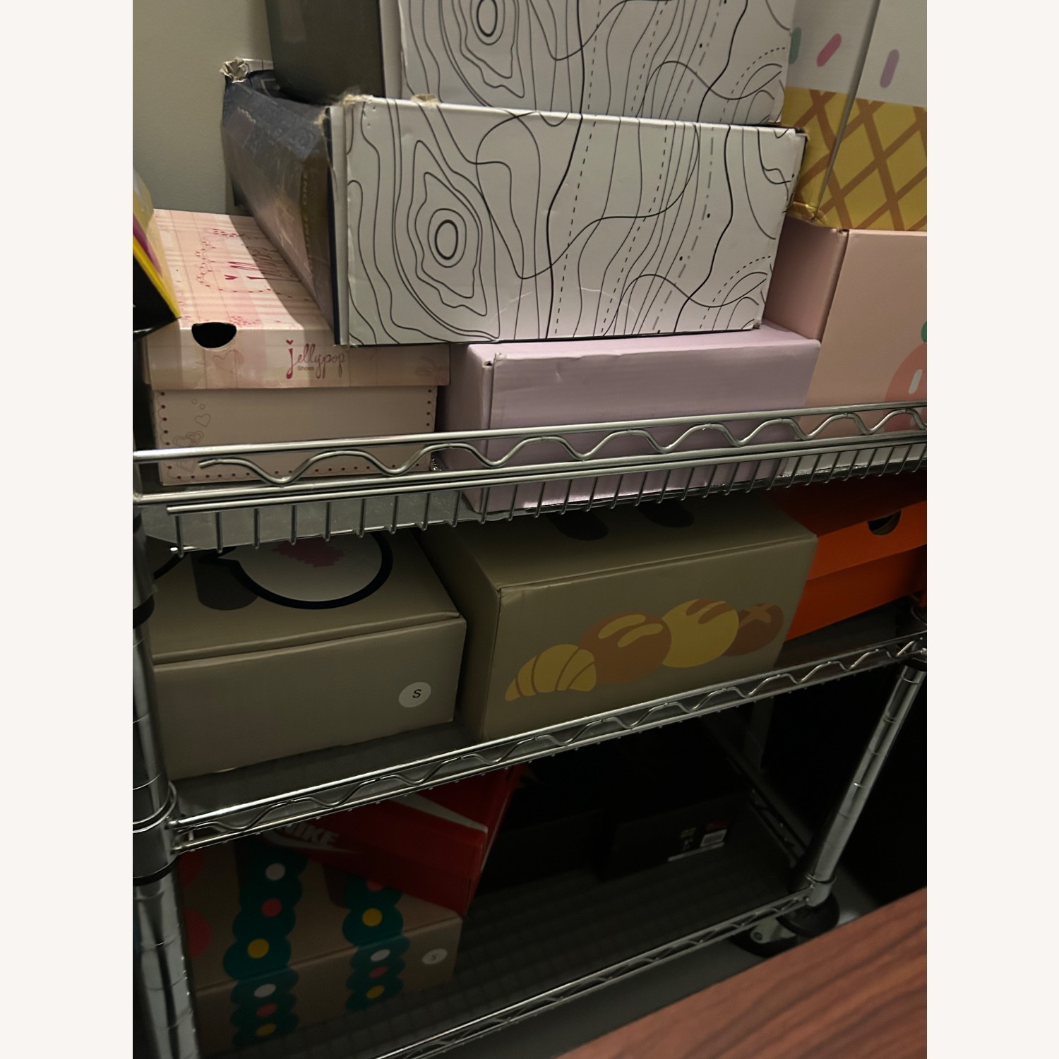 Light Gray Storage Push Cart on Wheels - image-2