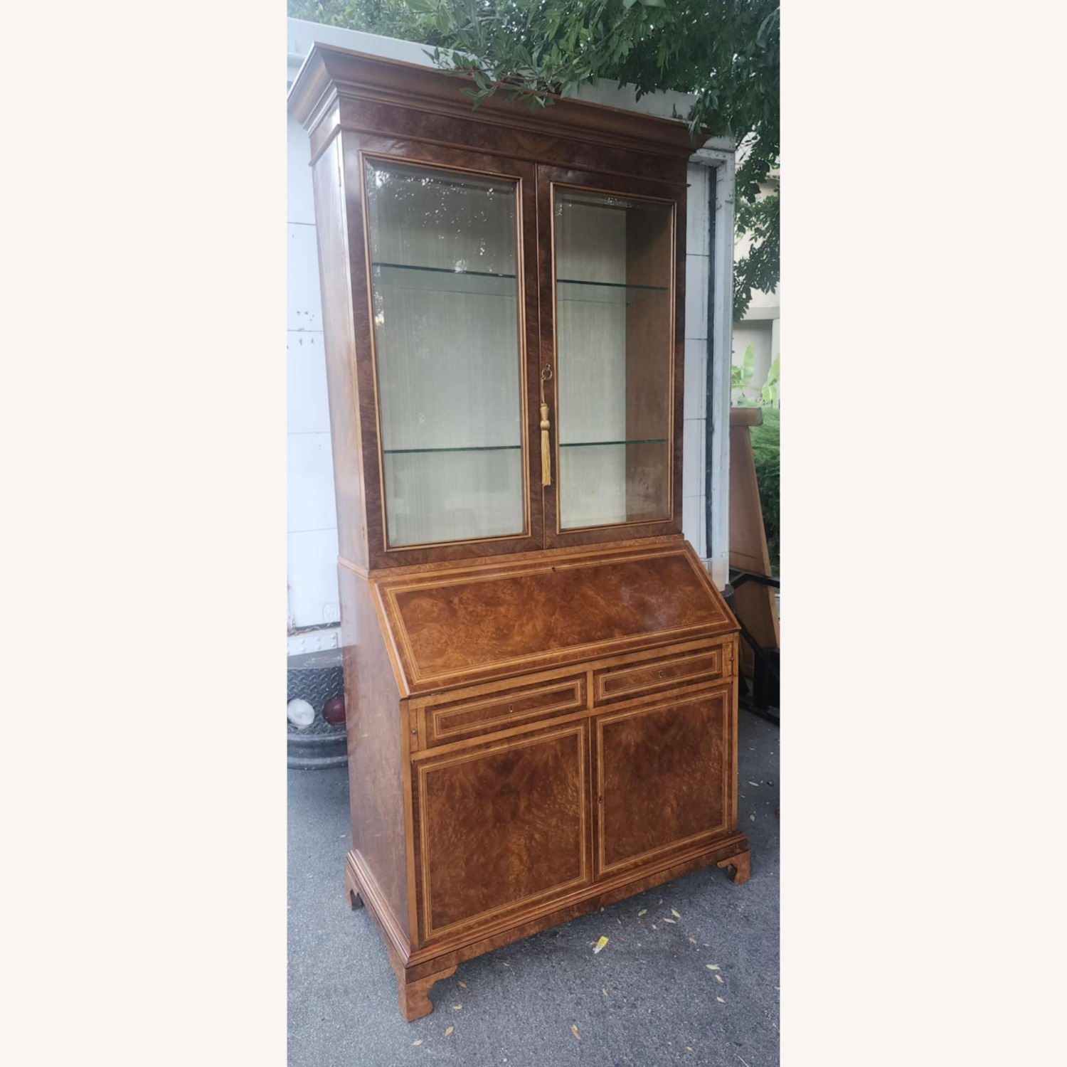 Vintage Light Brown Wood Secretaries Desk - image-2