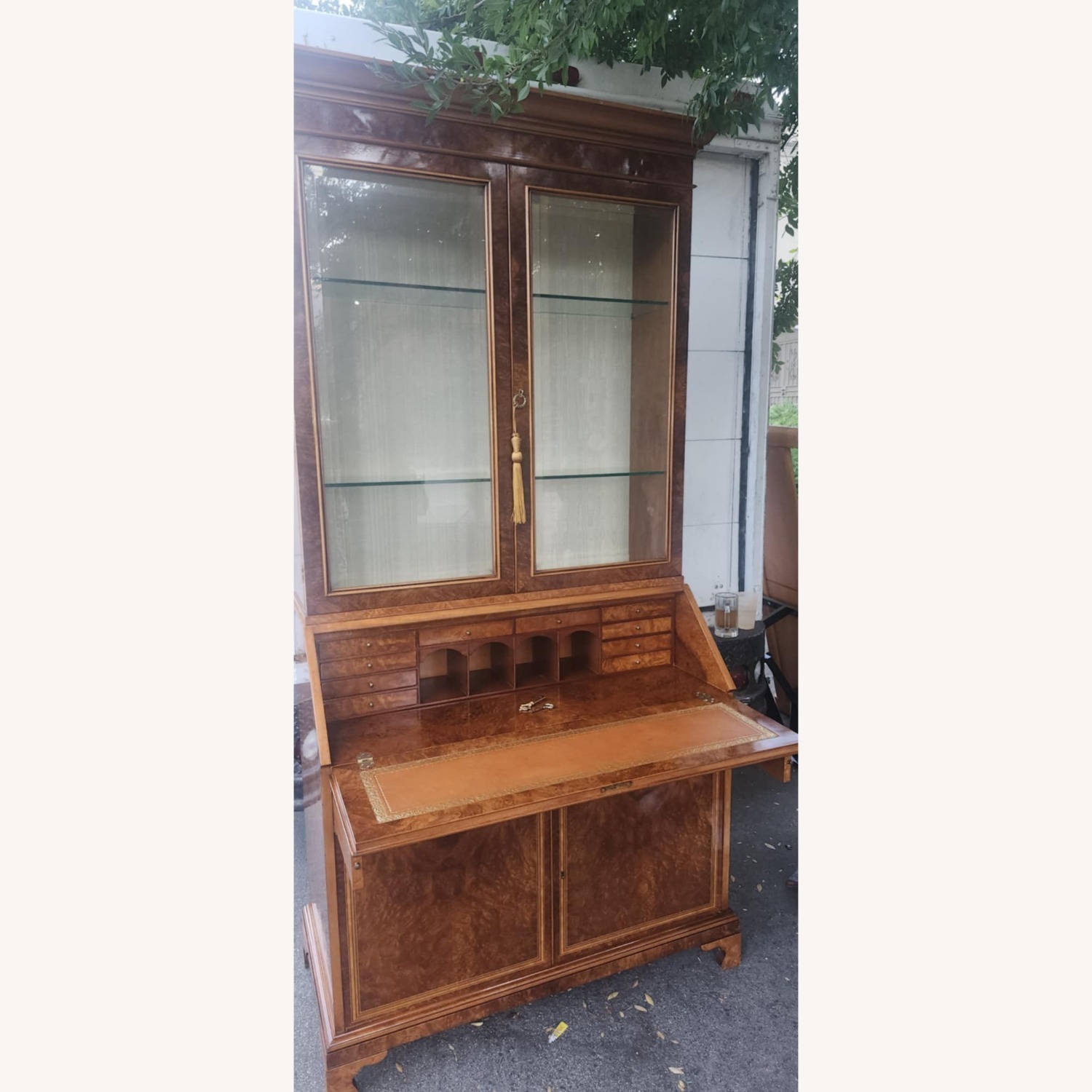 Vintage Light Brown Wood Secretaries Desk - image-3