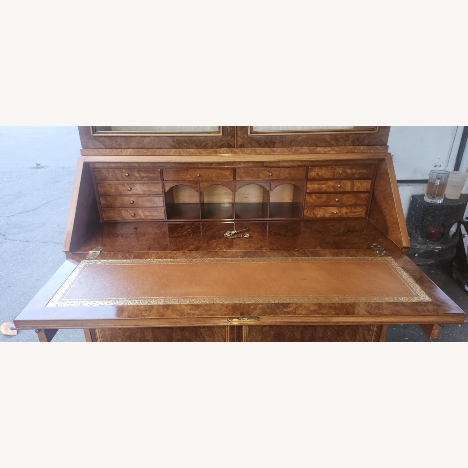 Vintage Light Brown Wood Secretaries Desk - image-6