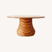 CB2 Salamina Rattan Light Brown Wood Dining Table