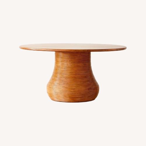Used CB2 Salamina Rattan Light Brown Wood Dining Table for sale on AptDeco