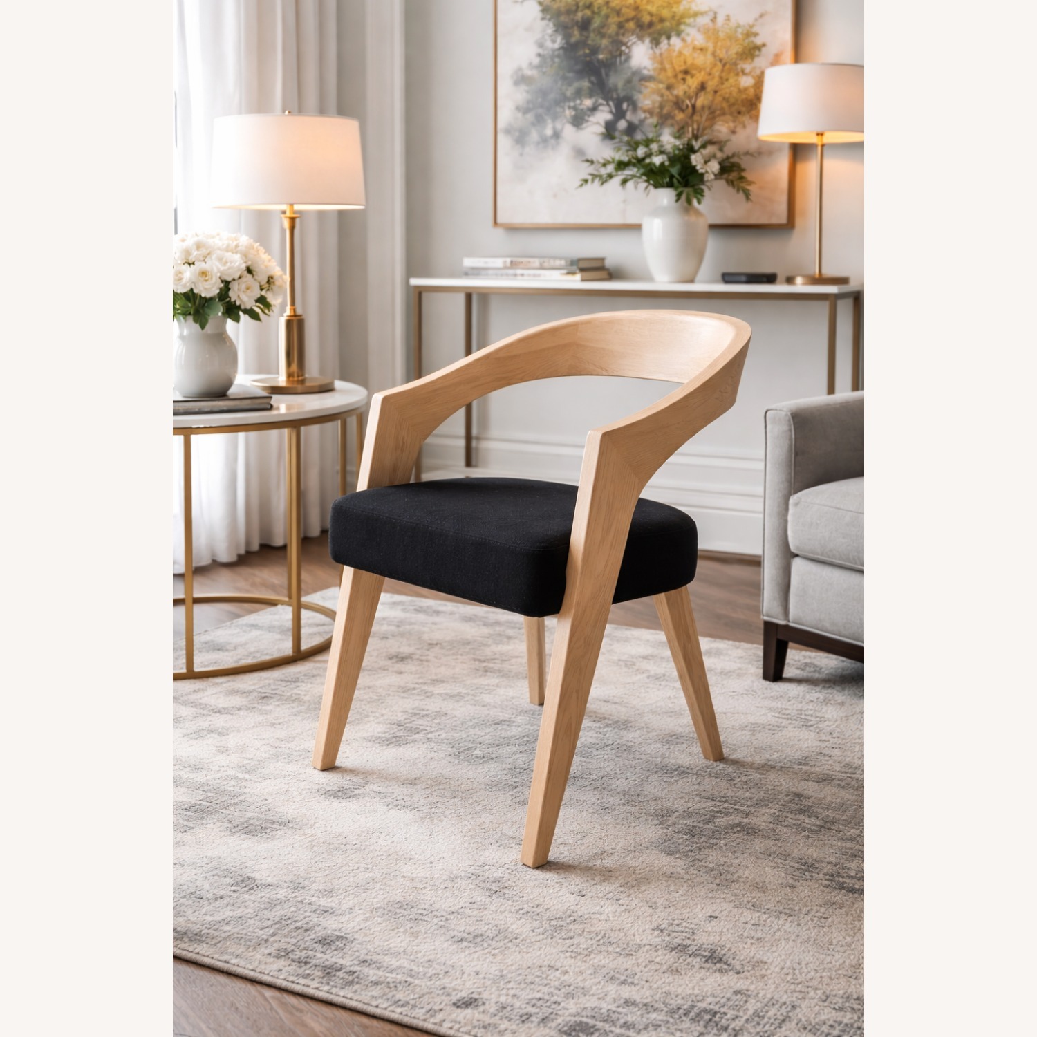 RH Chloé Fabric Armchair | Greige Oak Finish - image-20