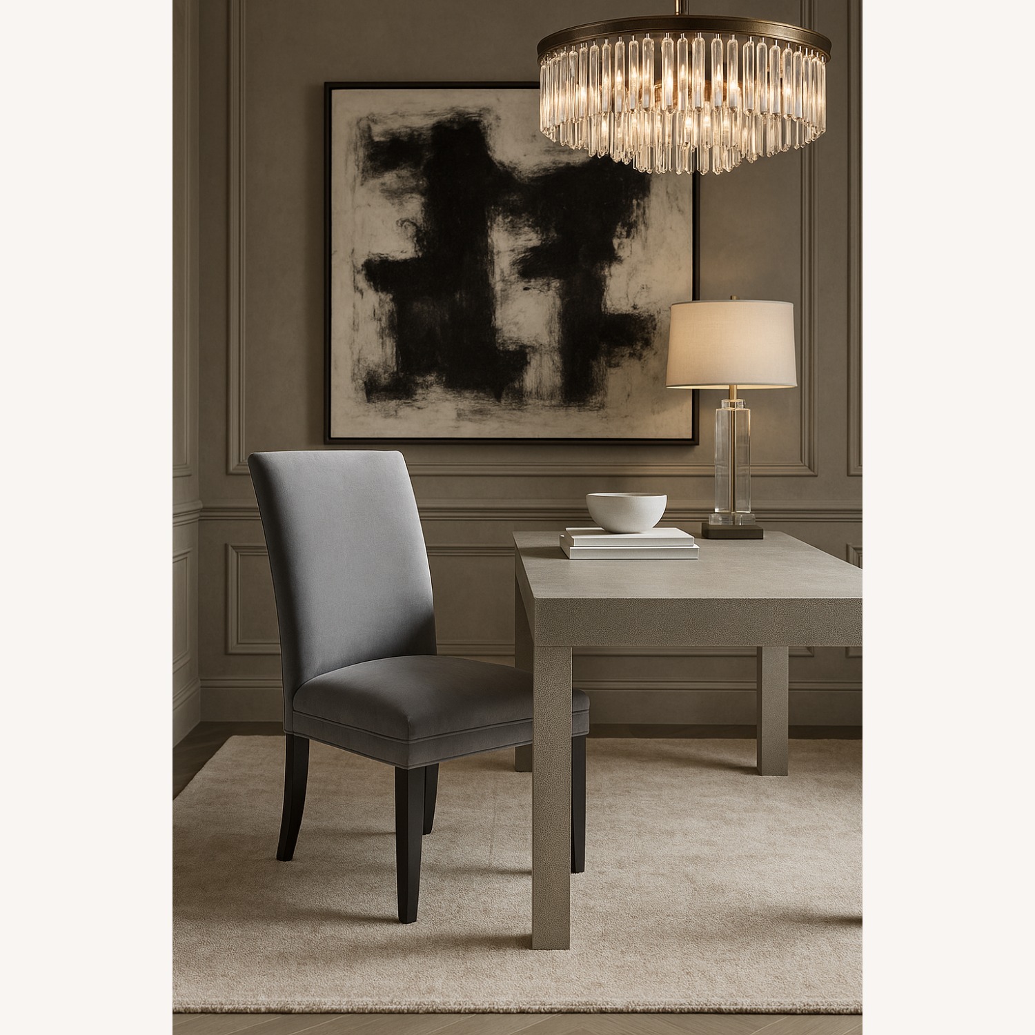 RH Hudson Performance Velvet Chair in Fog - image-10