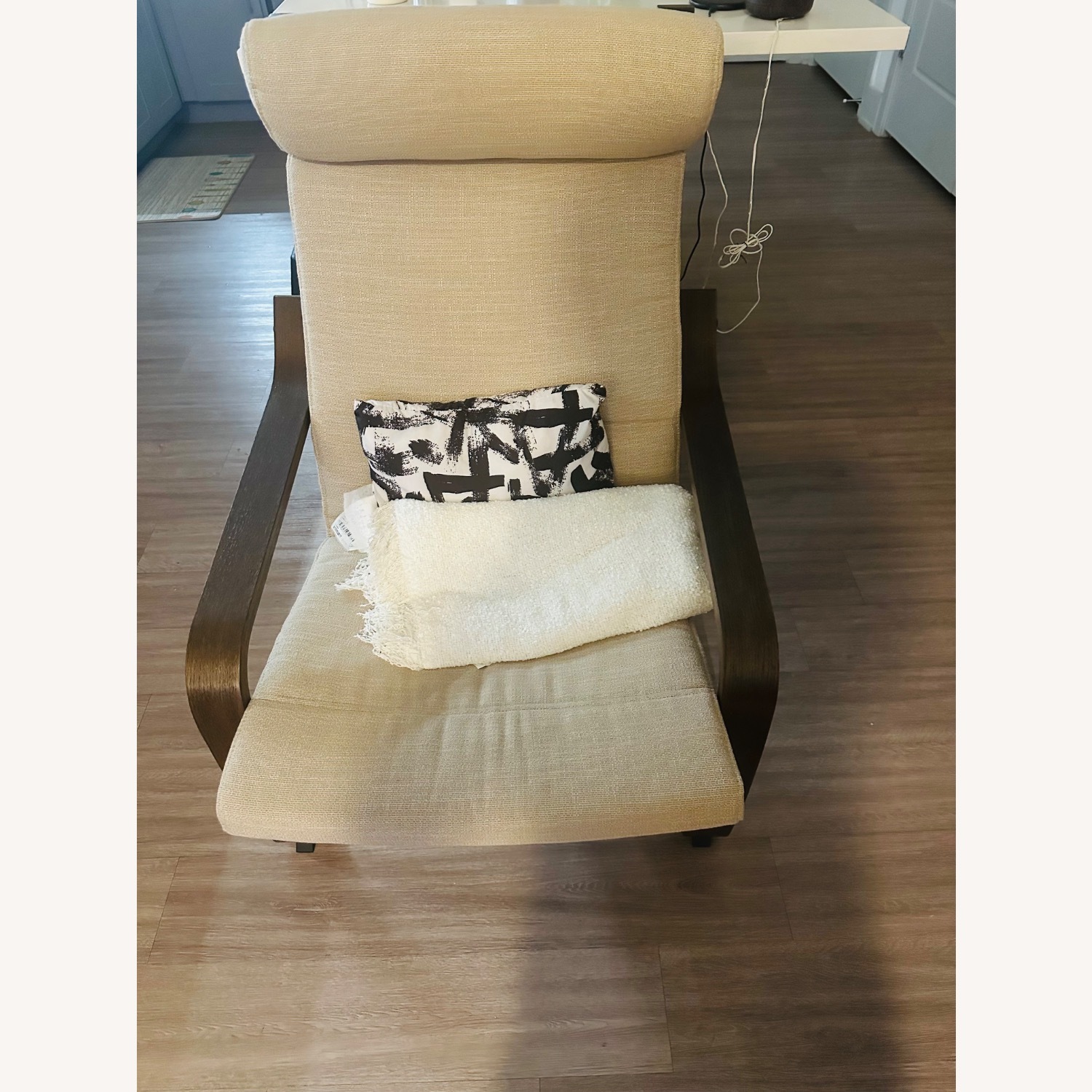 IKEA POÄNG Dark Brown Fabric Recliner - image-1