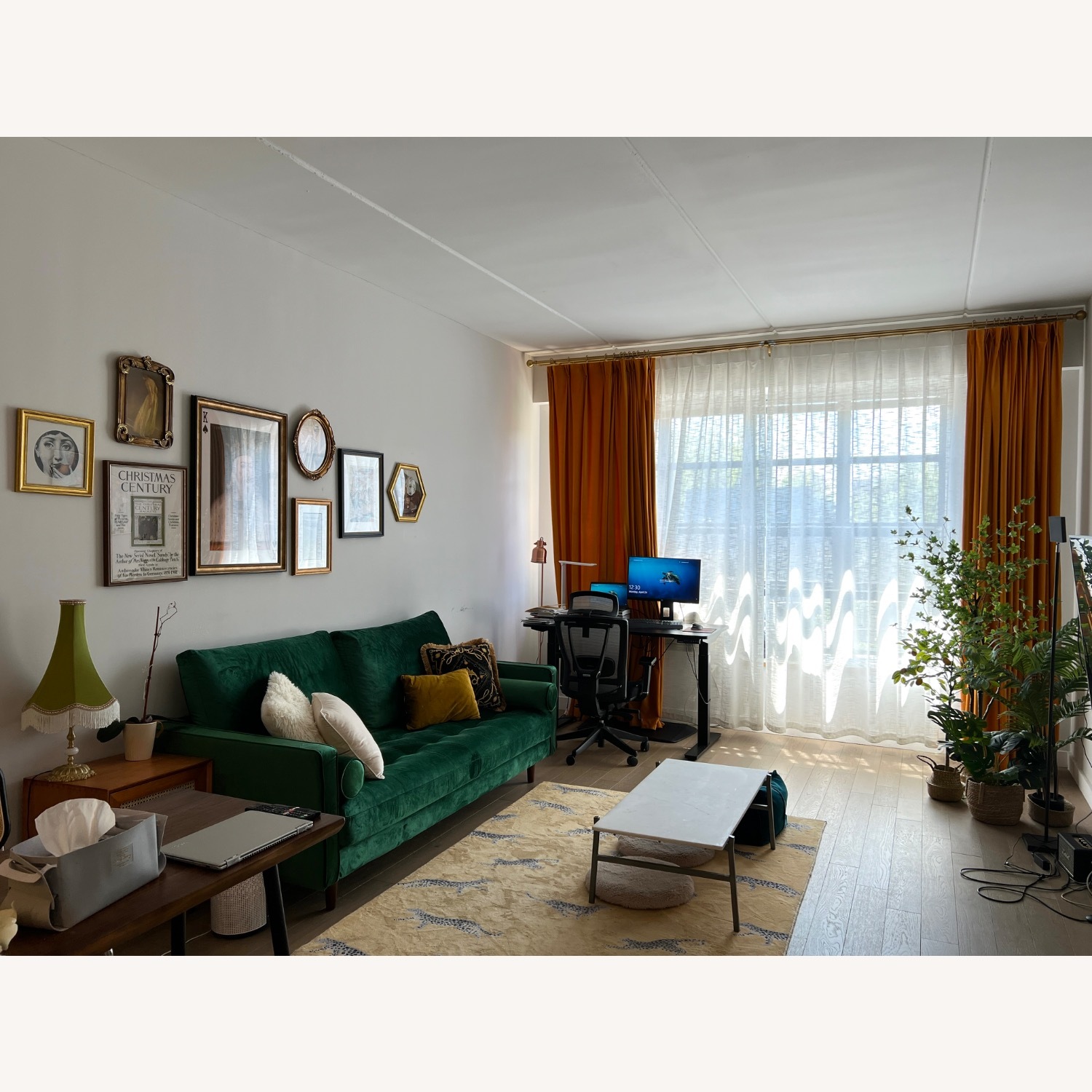 Green Velvet 2 Seater Sofa - image-2