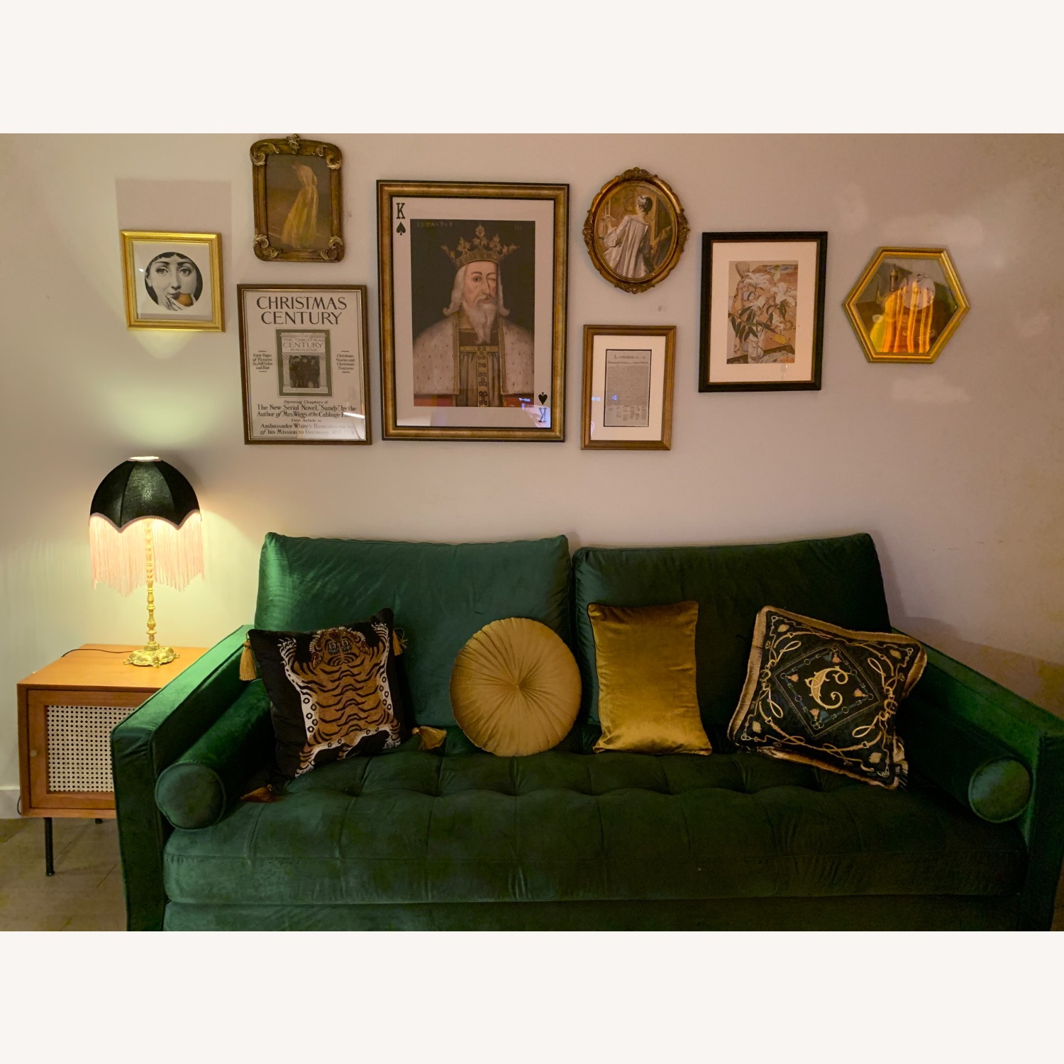 Green Velvet 2 Seater Sofa - image-1