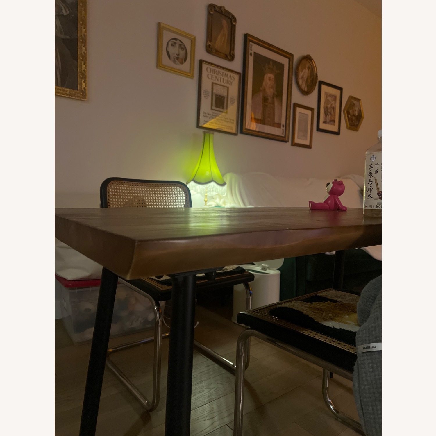 Antique Dark Brown Wood Dining Table - image-3