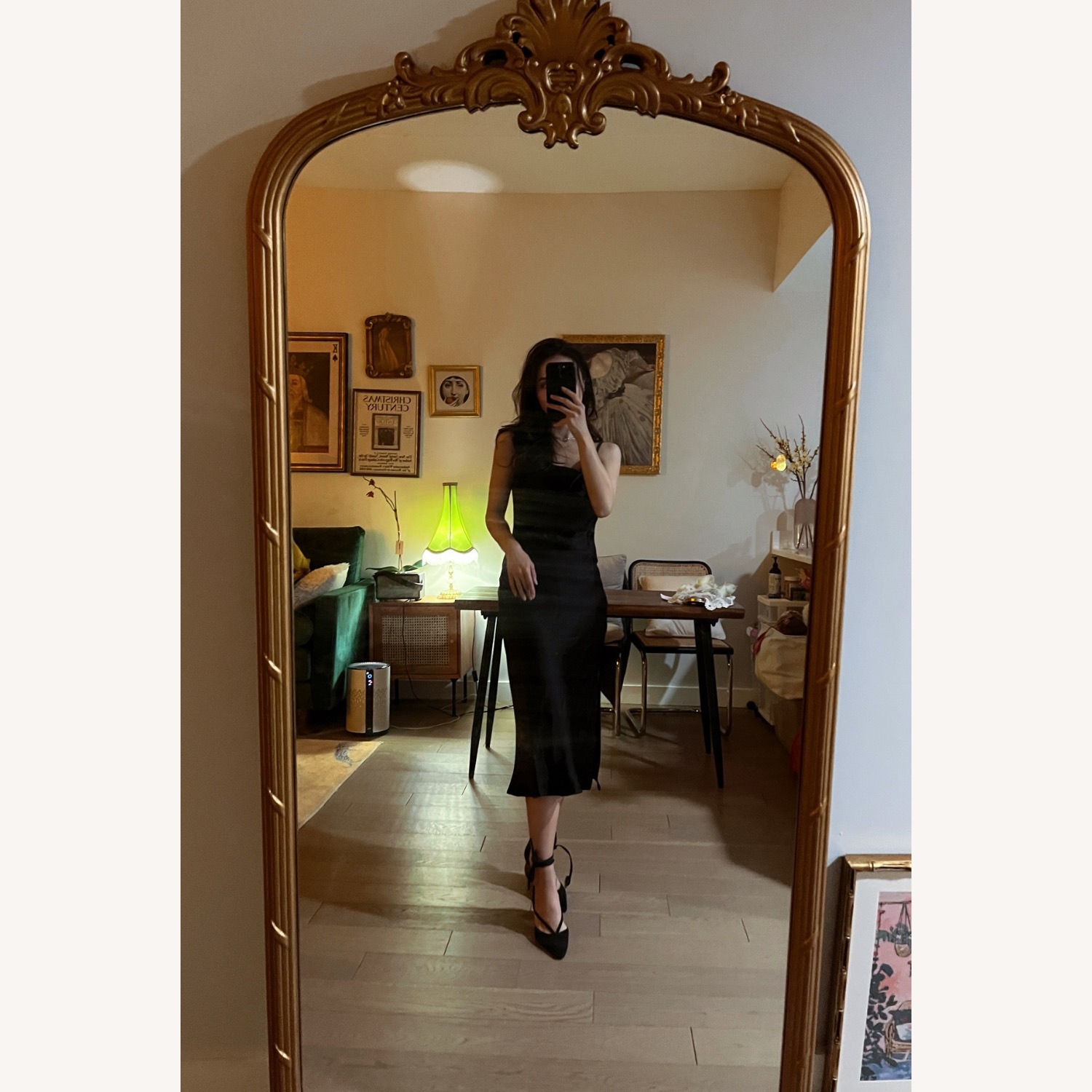 Antique Gold Mirrored Glass Floor Mirror - image-5