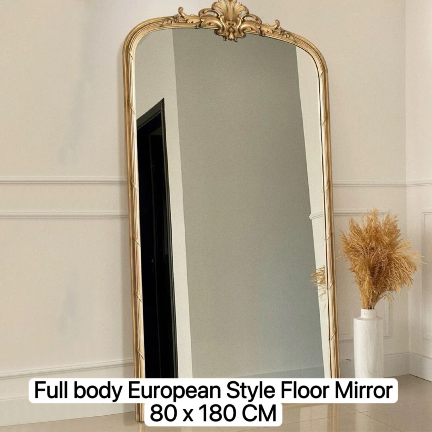 Antique Gold Mirrored Glass Floor Mirror - image-1