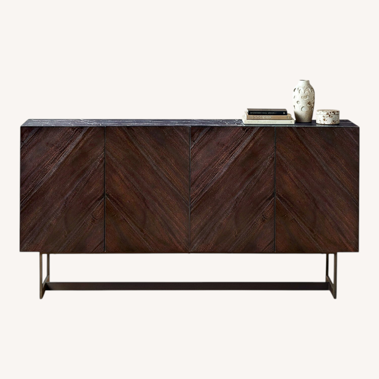 CB2 Suspend 57" Charcoal Wood Media Console with Black Marble Top - image-5