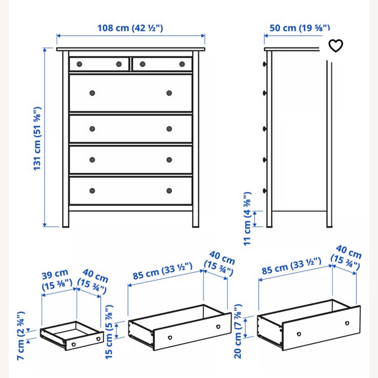 IKEA Hemnes White Wood Dresser - image-5