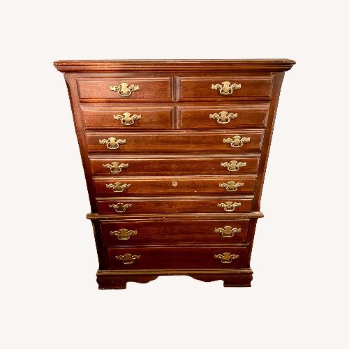 Used Bassett Cherry Wood Tallboy Dresser for sale on AptDeco