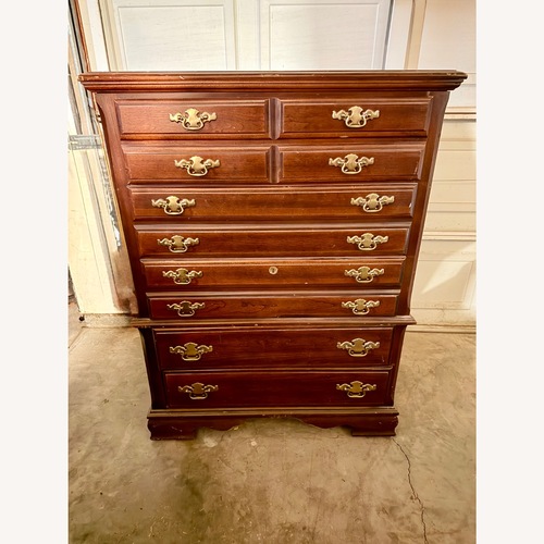 Used Bassett Cherry Wood Tallboy Dresser for sale on AptDeco