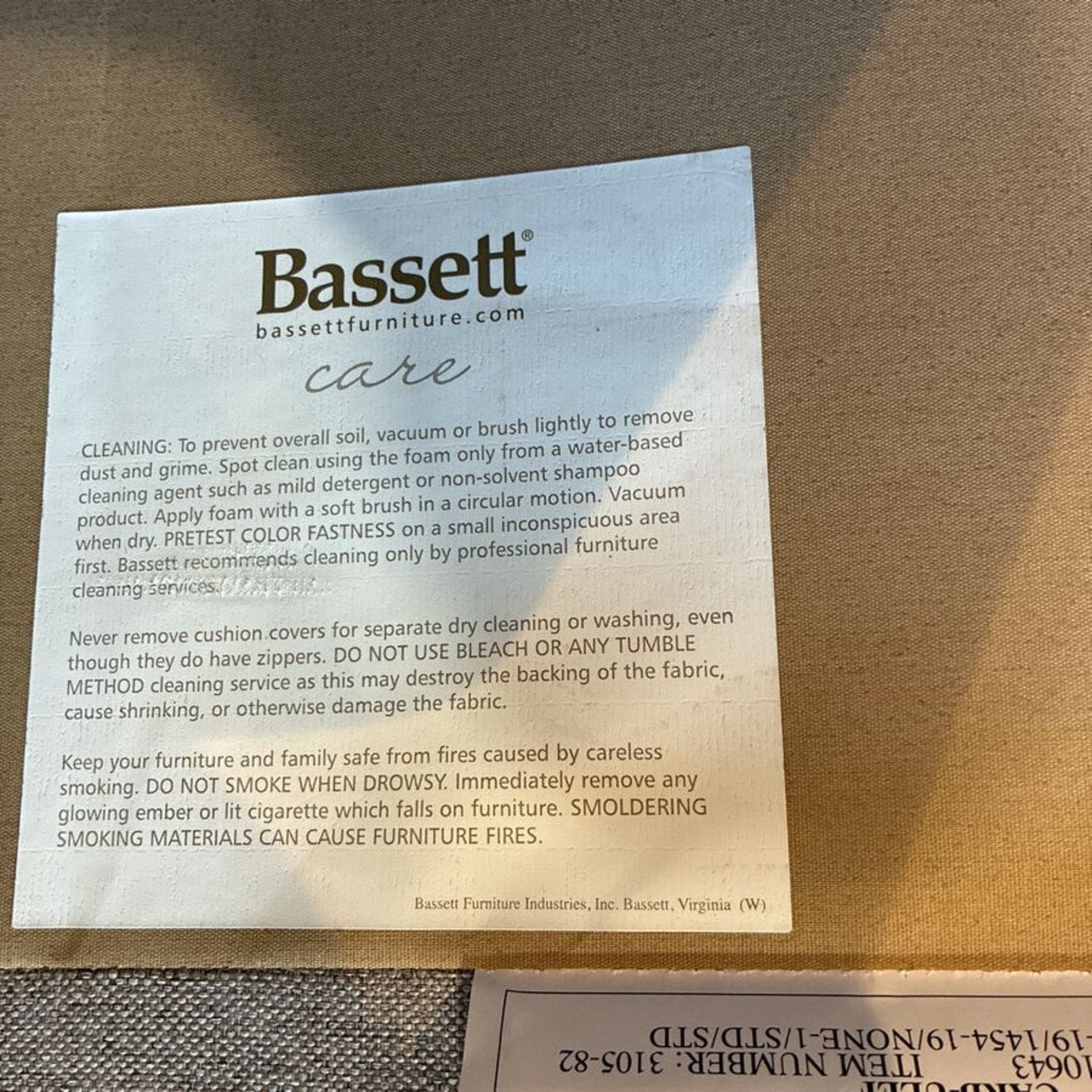 Bassett Carolina Fixed Back Cushion Sofa - image-7