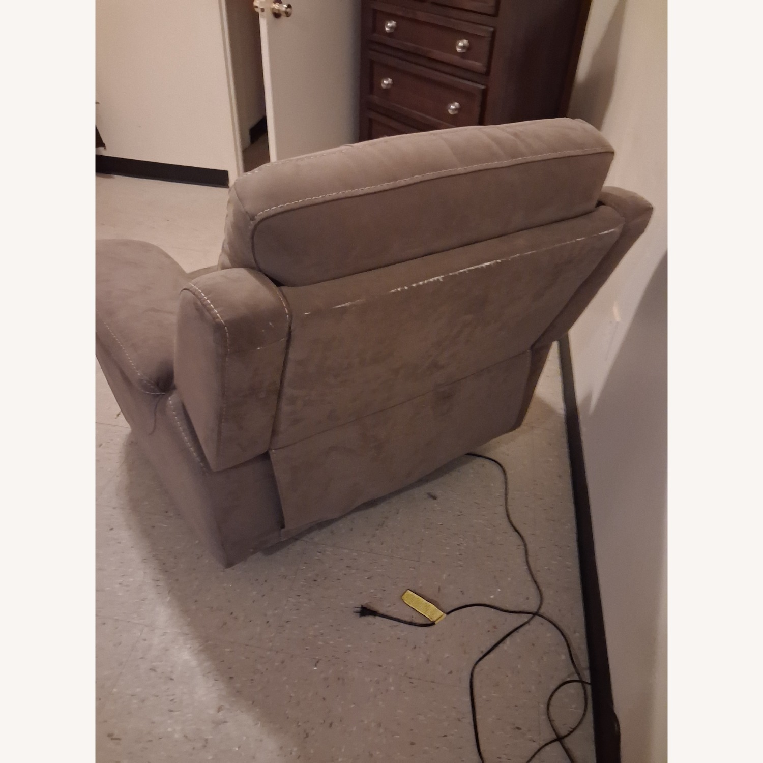 Light Brown Suede Recliner - image-2