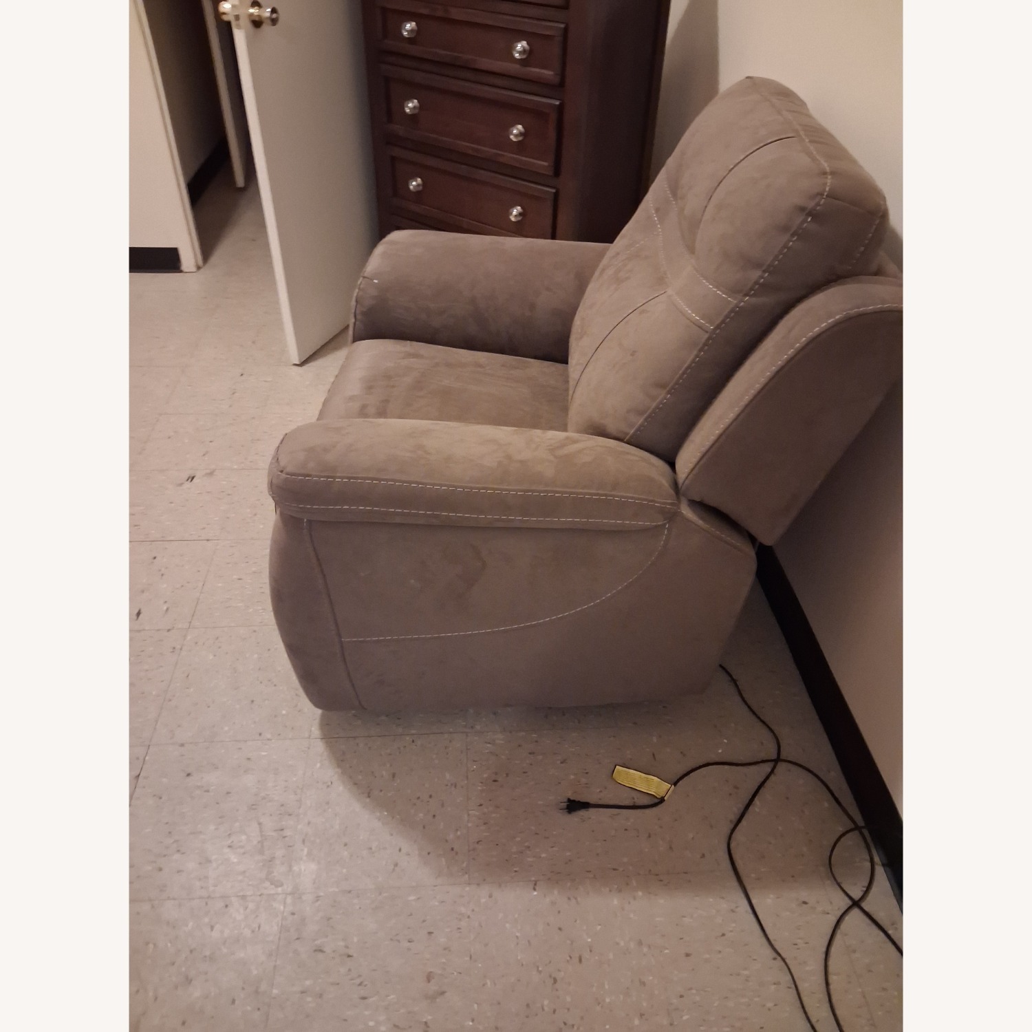 Light Brown Suede Recliner - image-3