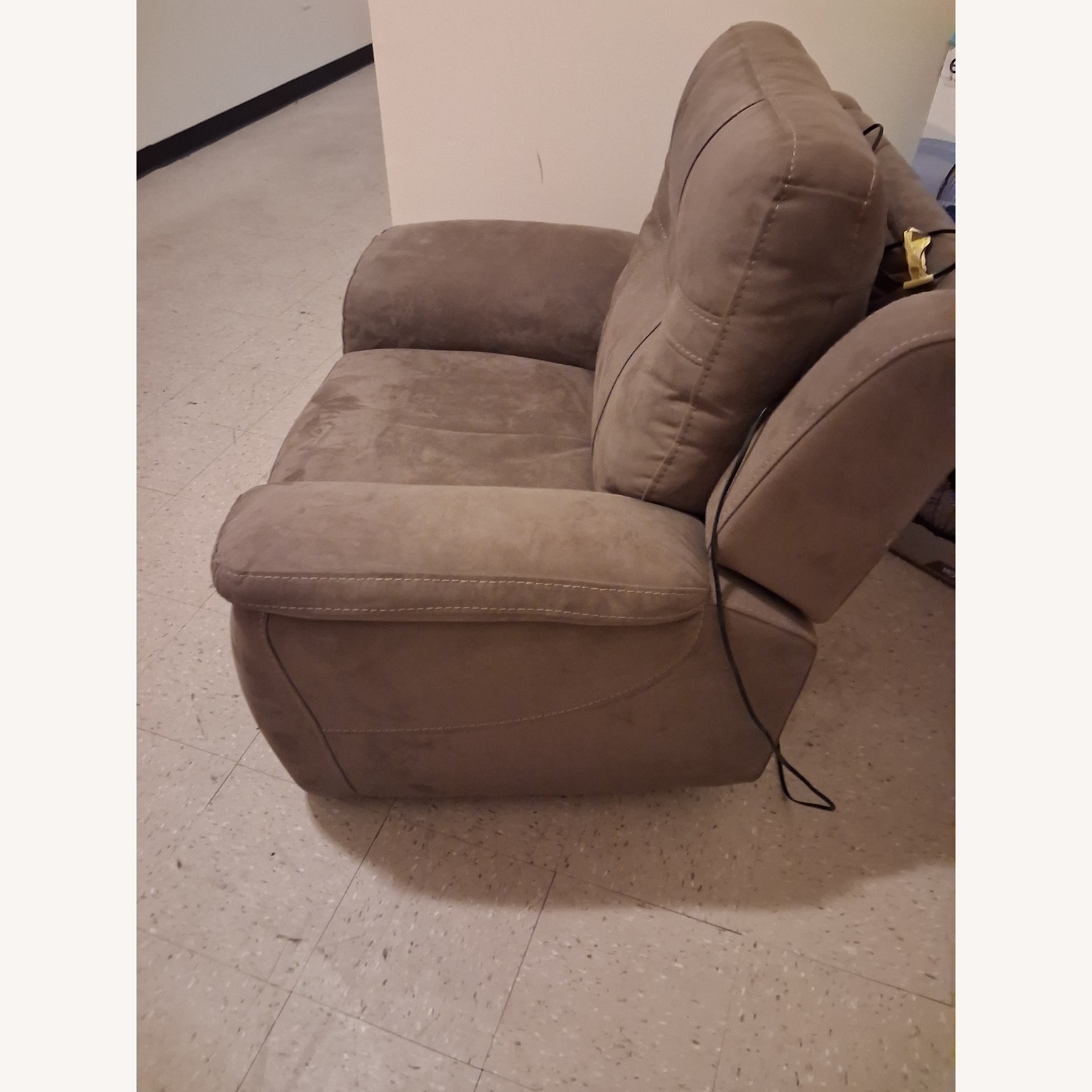 Light Brown Suede Recliner - image-2