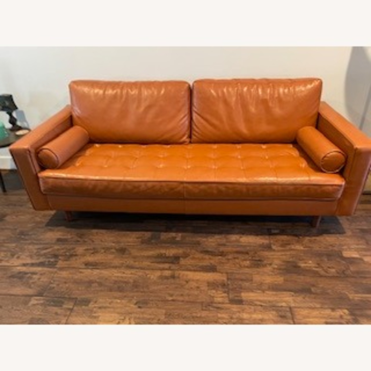 Joss & Main Orange Leather 3+ Seater Sofa - image-1