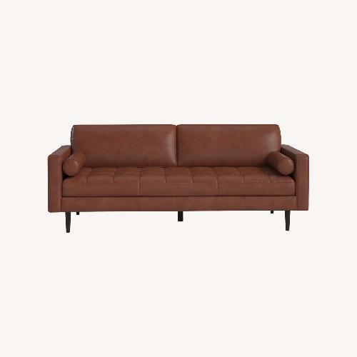 Used Joss & Main Orange Leather 3+ Seater Sofa for sale on AptDeco