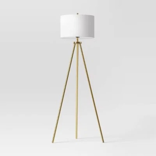 Used Threshold Faded Brass Tripod Floor Lamp for sale on AptDeco