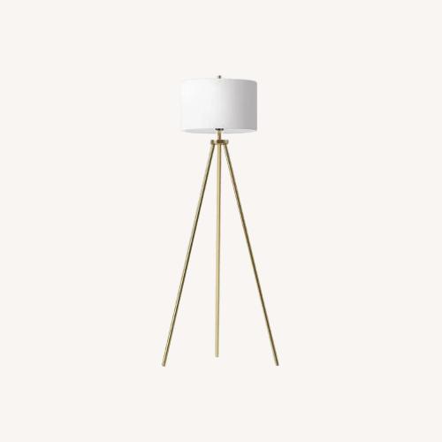 Used Threshold Faded Brass Tripod Floor Lamp for sale on AptDeco