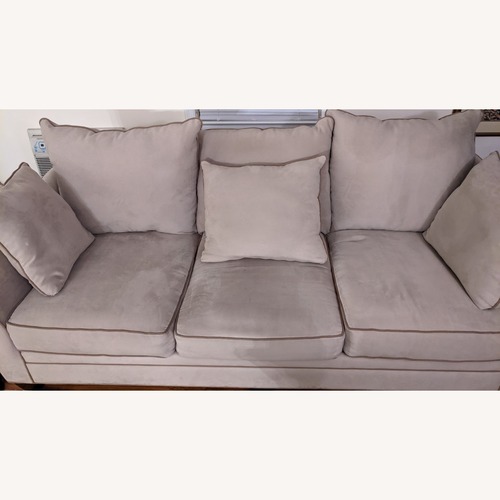Used H.M. Richards Light Brown Fabric 3+ Seater Sofa for sale on AptDeco