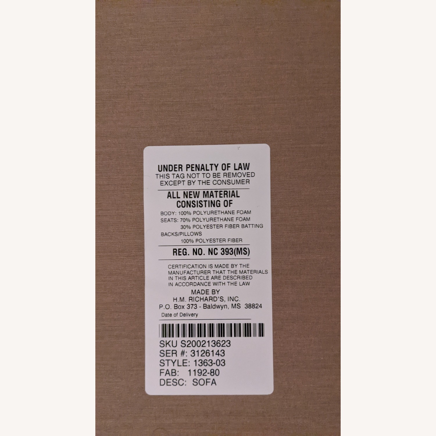 H.M. Richards Light Brown Fabric 3+ Seater Sofa - image-4