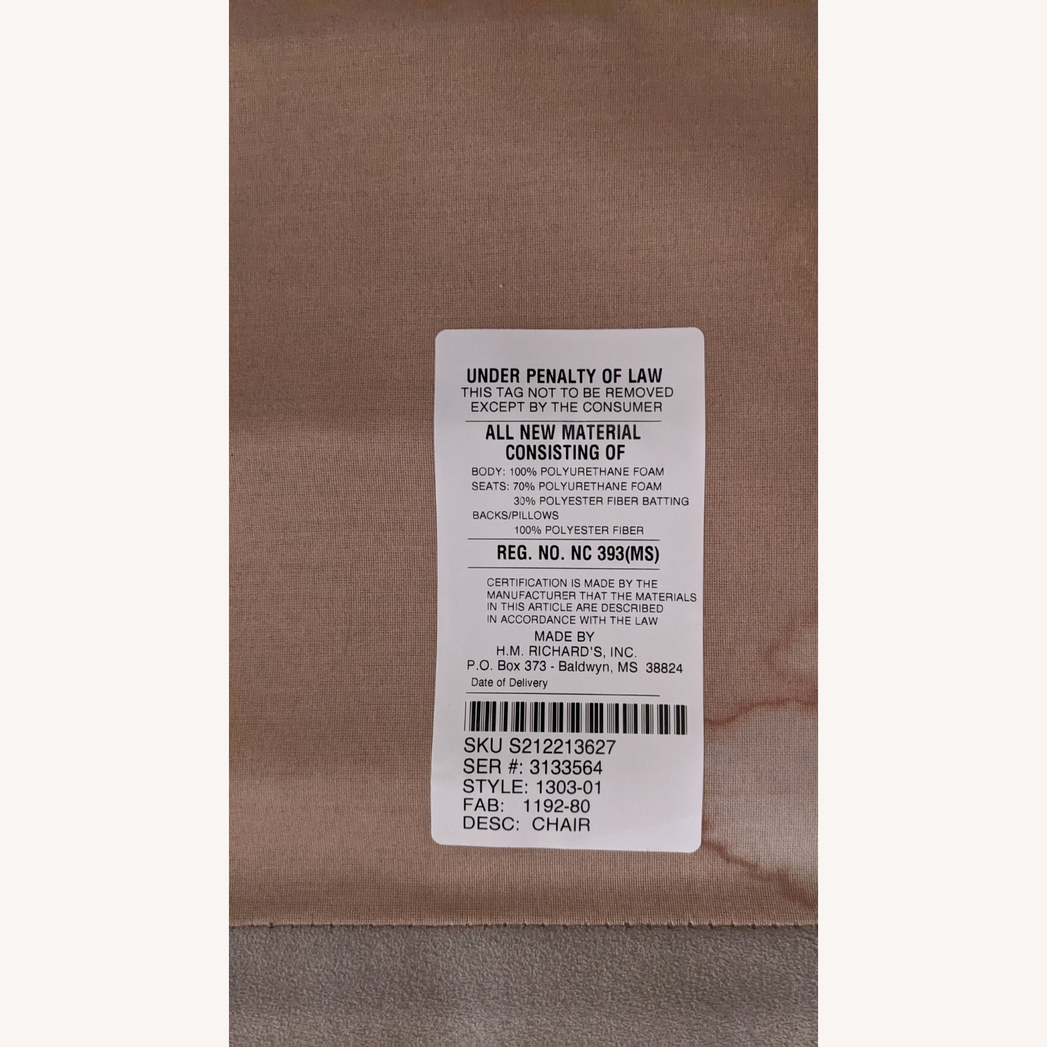 H.M. Richards Light Brown Fabric Armchair - image-2