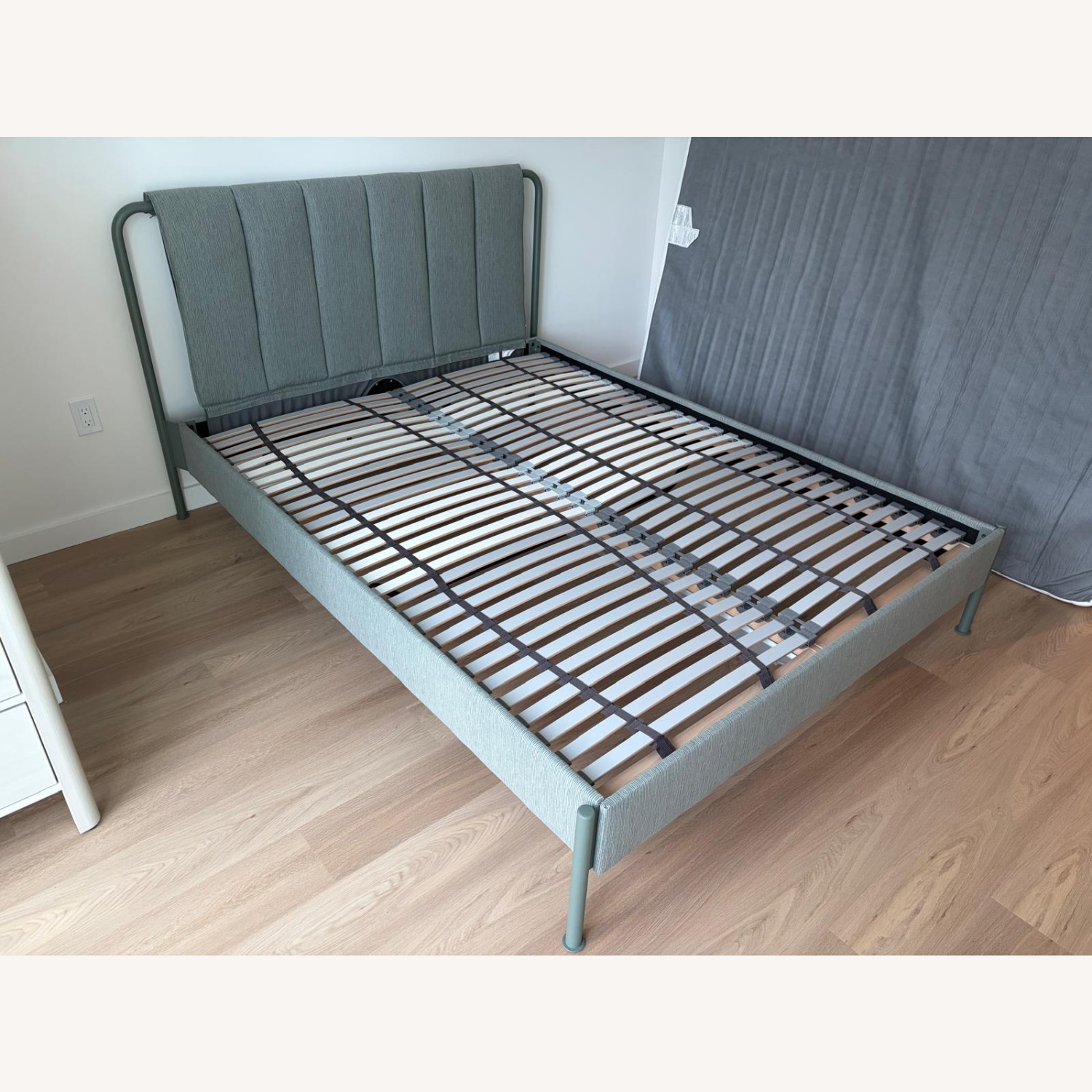 IKEA Green Fabric Queen Bed - image-1