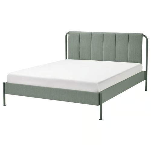 Used IKEA Green Fabric Queen Bed for sale on AptDeco
