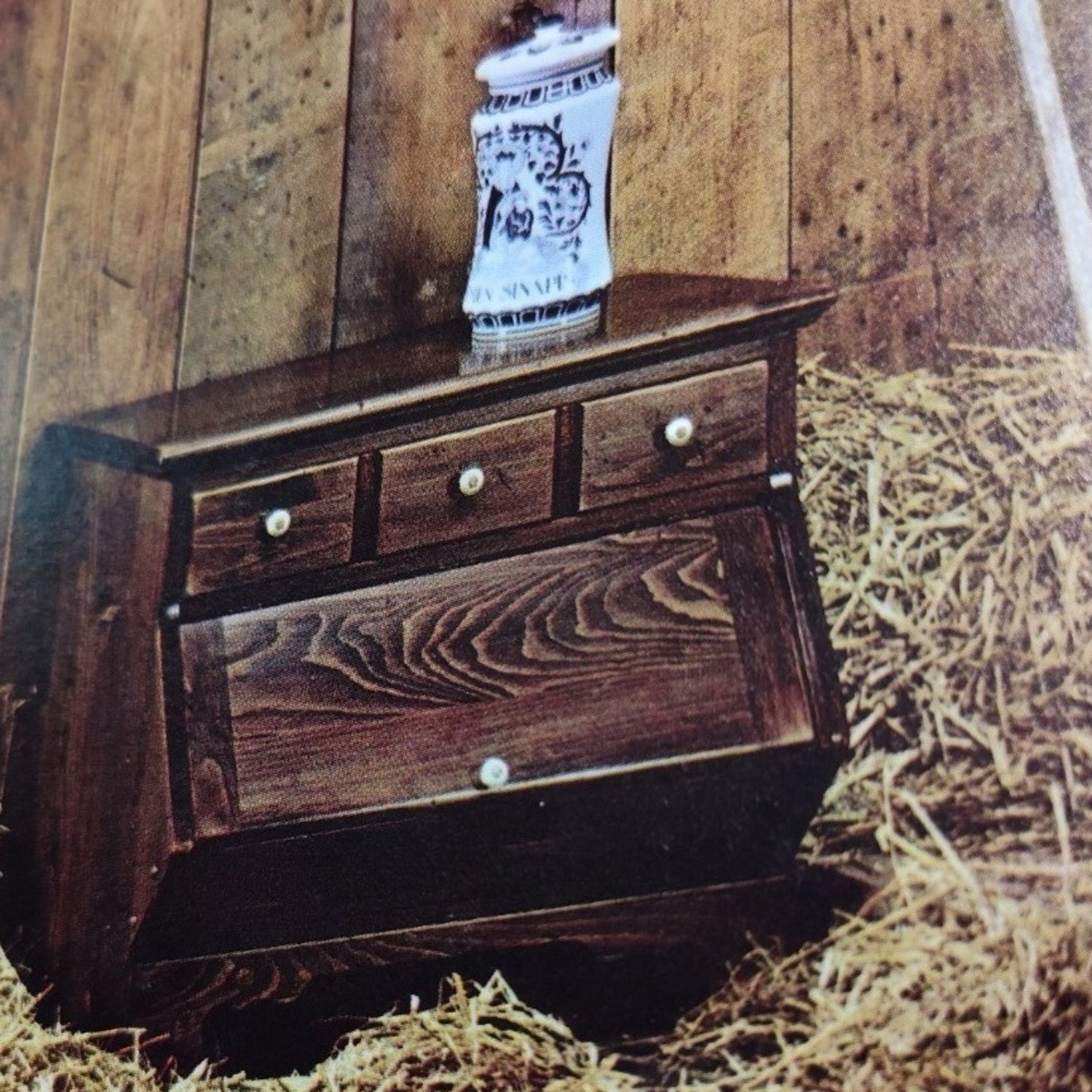 Vintage Large Bin & 4 Drawers Solid Pine - image-10