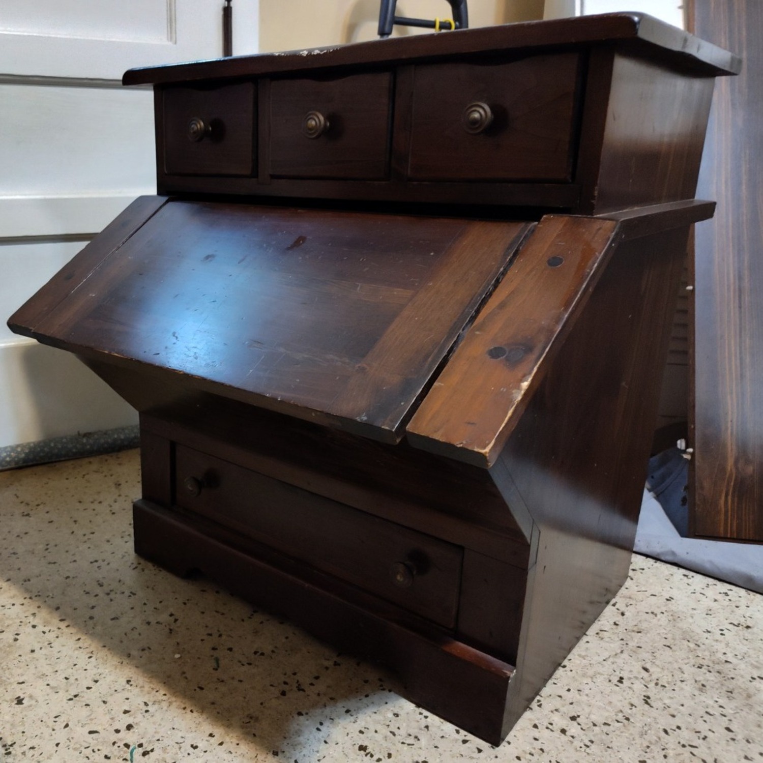 Vintage Large Bin & 4 Drawers Solid Pine - image-8
